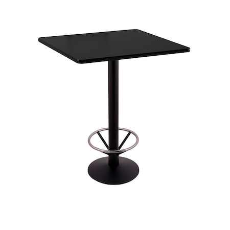Holland Bar Stool Co 42" 214 Black Table, 30" x 30" Square Top, Foot Ring 214-1642BW30SQFTRG